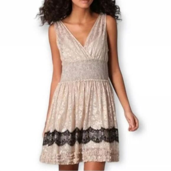 Free People Fancy Lace Metallic Baby Doll Whimsy Fairy Dress Y2K  Mini M  #AJ - Picture 1 of 12